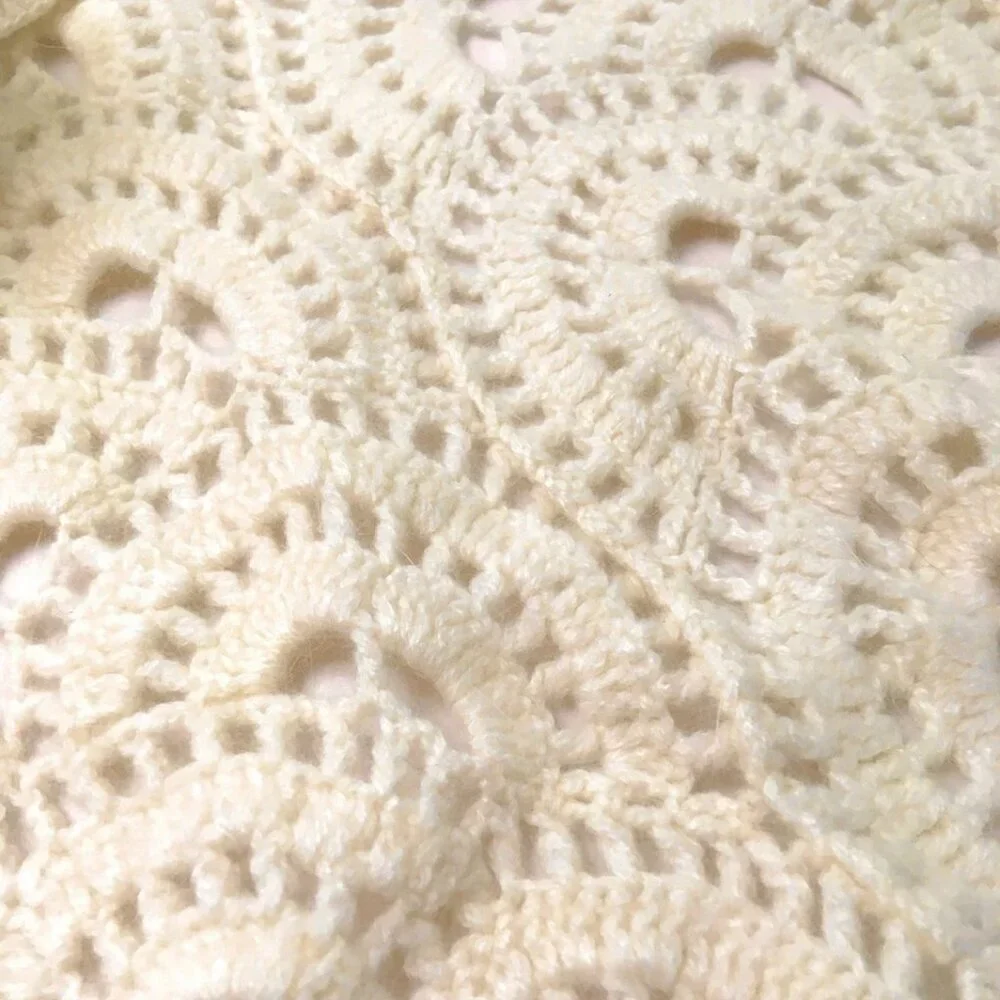 Jones New York Crochet Wool Angora Blend Open Cardigan Sweater Sz M Boho Chic